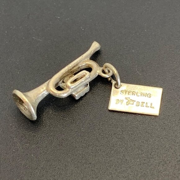 Vintage Sterling Silver 925 Trumpet Charm w/ Salt Lake City, Utah Tag 1" Long - Picture 1 of 8